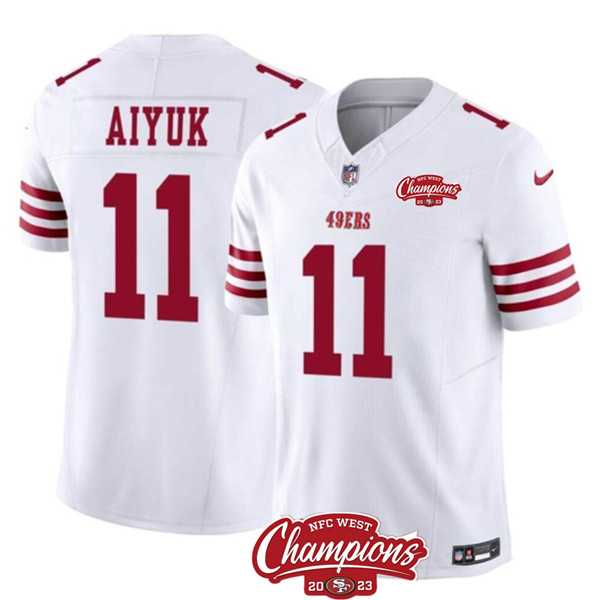 Men & Women & Youth San Francisco 49ers #11 Brandon Aiyuk White 2023 F.U.S.E. NFC West Champions Patch Stitched Jersey->san francisco 49ers->NFL Jersey
